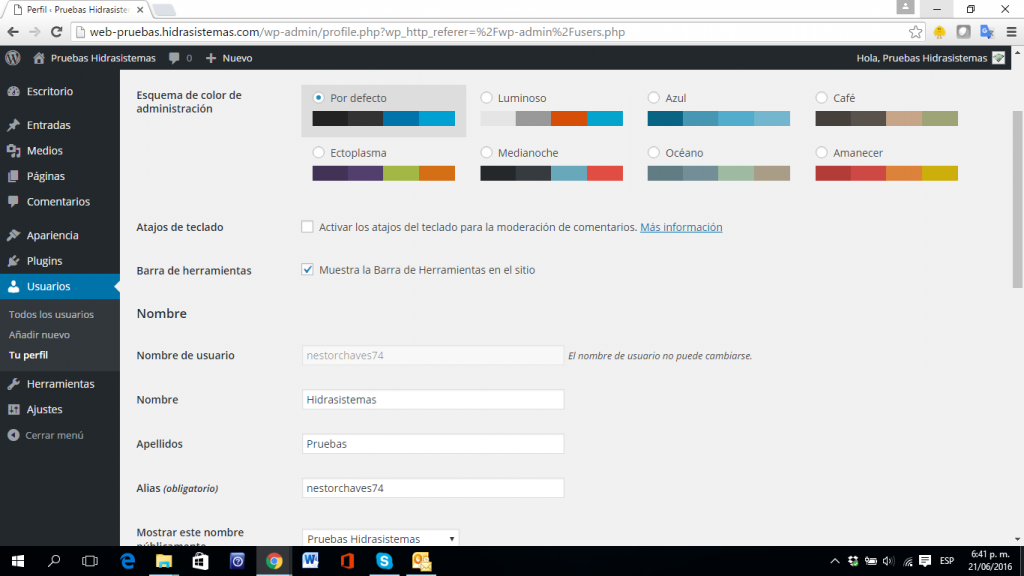 Editar usuarios en WordPress